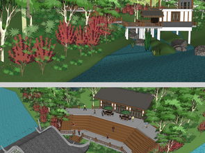 精品原創(chuàng)中式戲臺景觀公園su模型設(shè)計素材 植物景觀模型大全 18653583